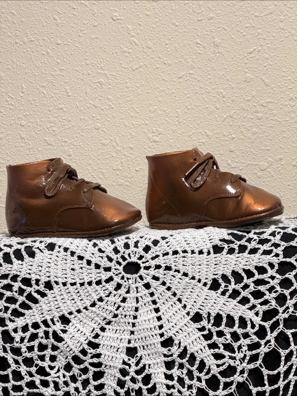 Toddler Lace-Up Ankle Boots Bronze Sprayed -From 1960’s